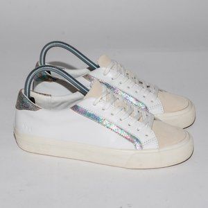 Madewell Women's Size 7.5 Sidewalk Low-Top Sneakers in White Leather Iridescent